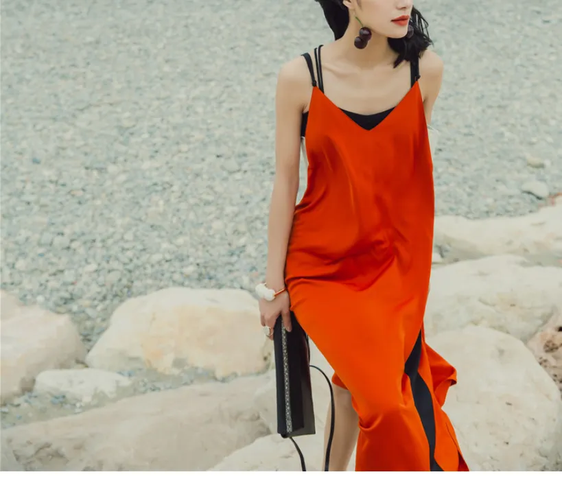 8GIRLS COLORBLOCK DESIGN CHIFFON SLIP DRESS