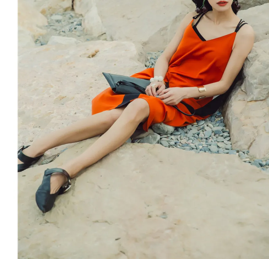 8GIRLS COLORBLOCK DESIGN CHIFFON SLIP DRESS