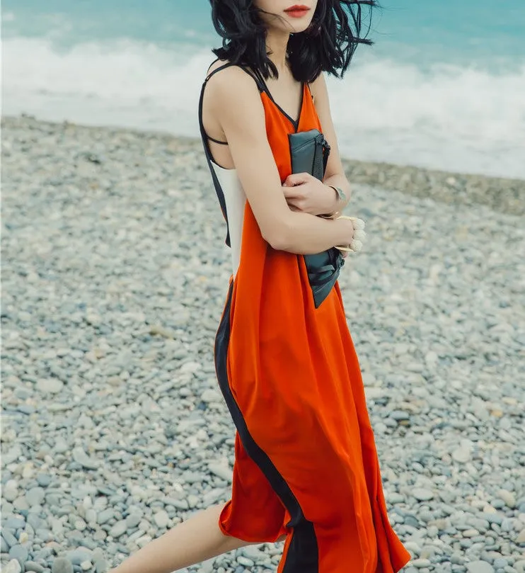 8GIRLS COLORBLOCK DESIGN CHIFFON SLIP DRESS