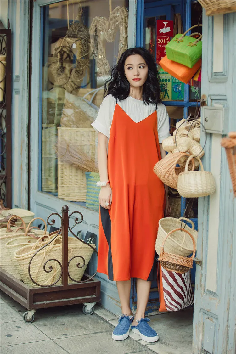8GIRLS COLORBLOCK DESIGN CHIFFON SLIP DRESS