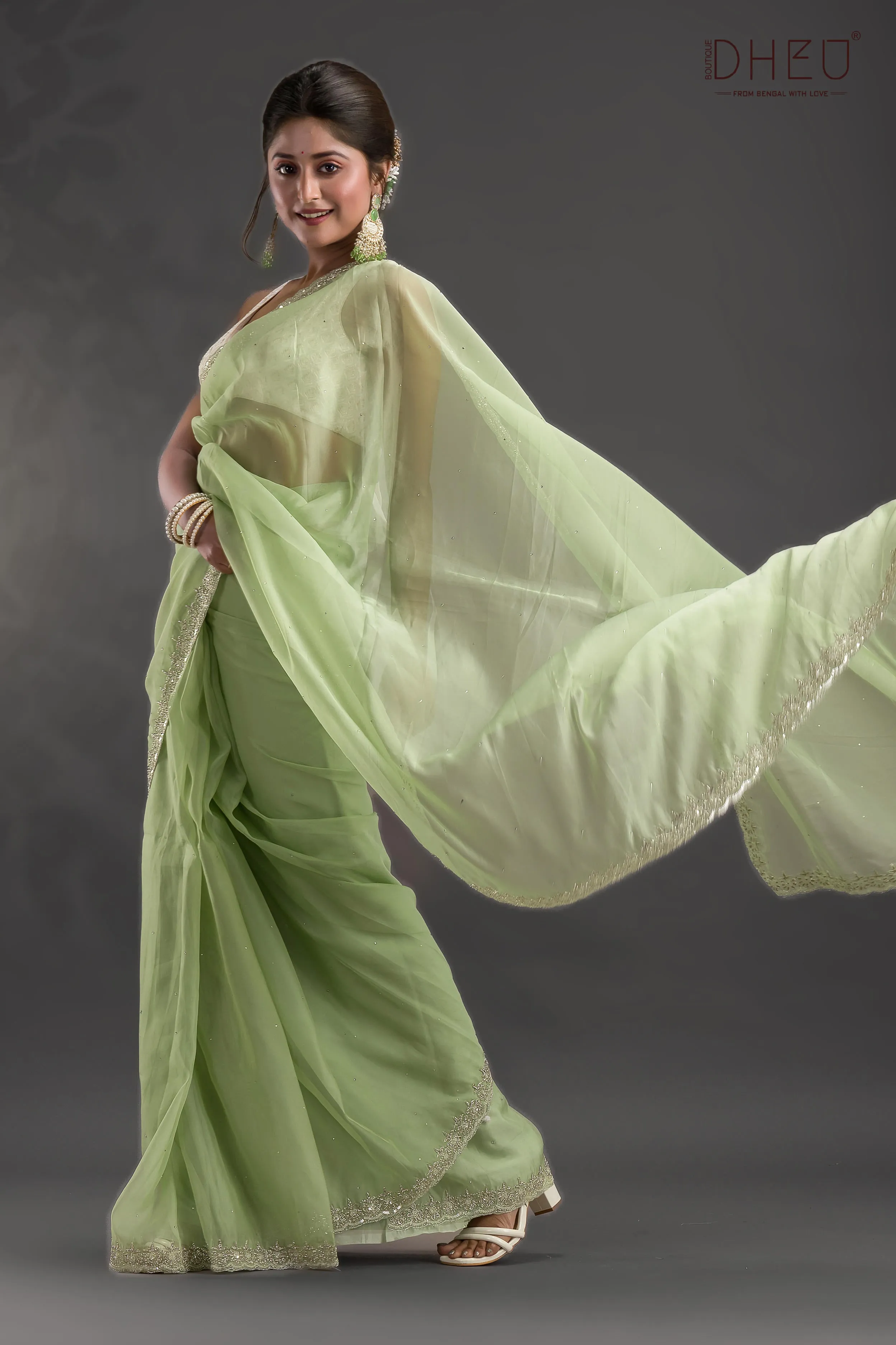 Amaryllis - Designer Chiffon Silk Saree