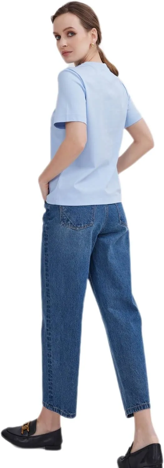 ASSUAL Womens Jeans, Ankle Straight Leg Relaxed Denim Pants, Casual Slim Mid-Rise Cropped Jeans with Pockets