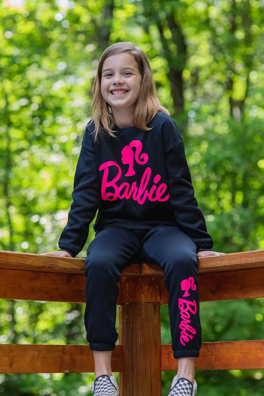 Barbie French Terry Sweatshirt and Jogger Pants Set Girls' track suit