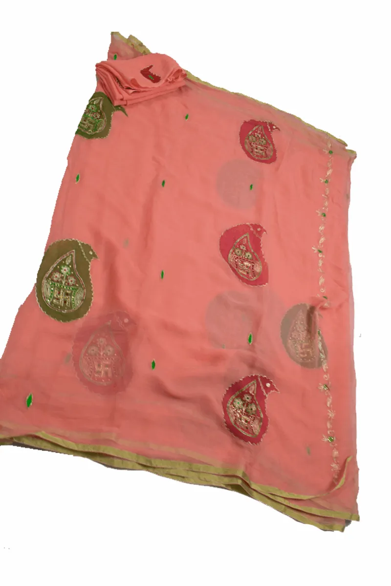 Beautiful Pure Chiffon Zari and thread work Hand Tie-Die batik Print Saree