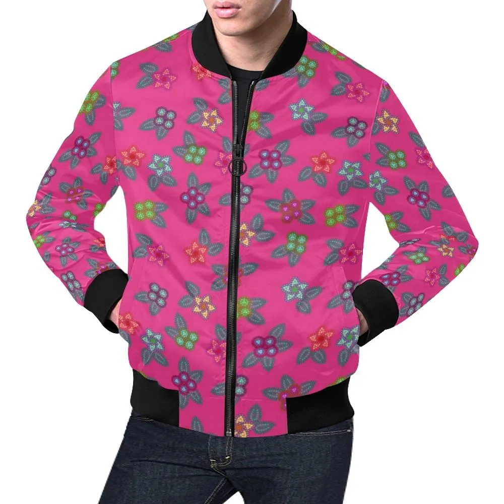 Berry Flowers Bomber Jacket for Men