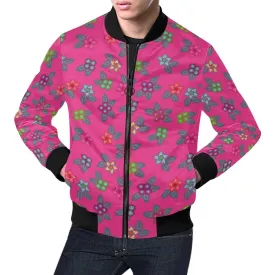 Berry Flowers Bomber Jacket for Men