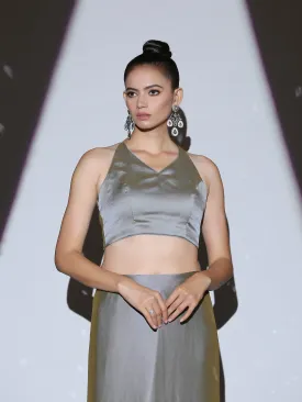 Blouse -  Jaguar Butter Chiffon Halter with Cosmic Stripes