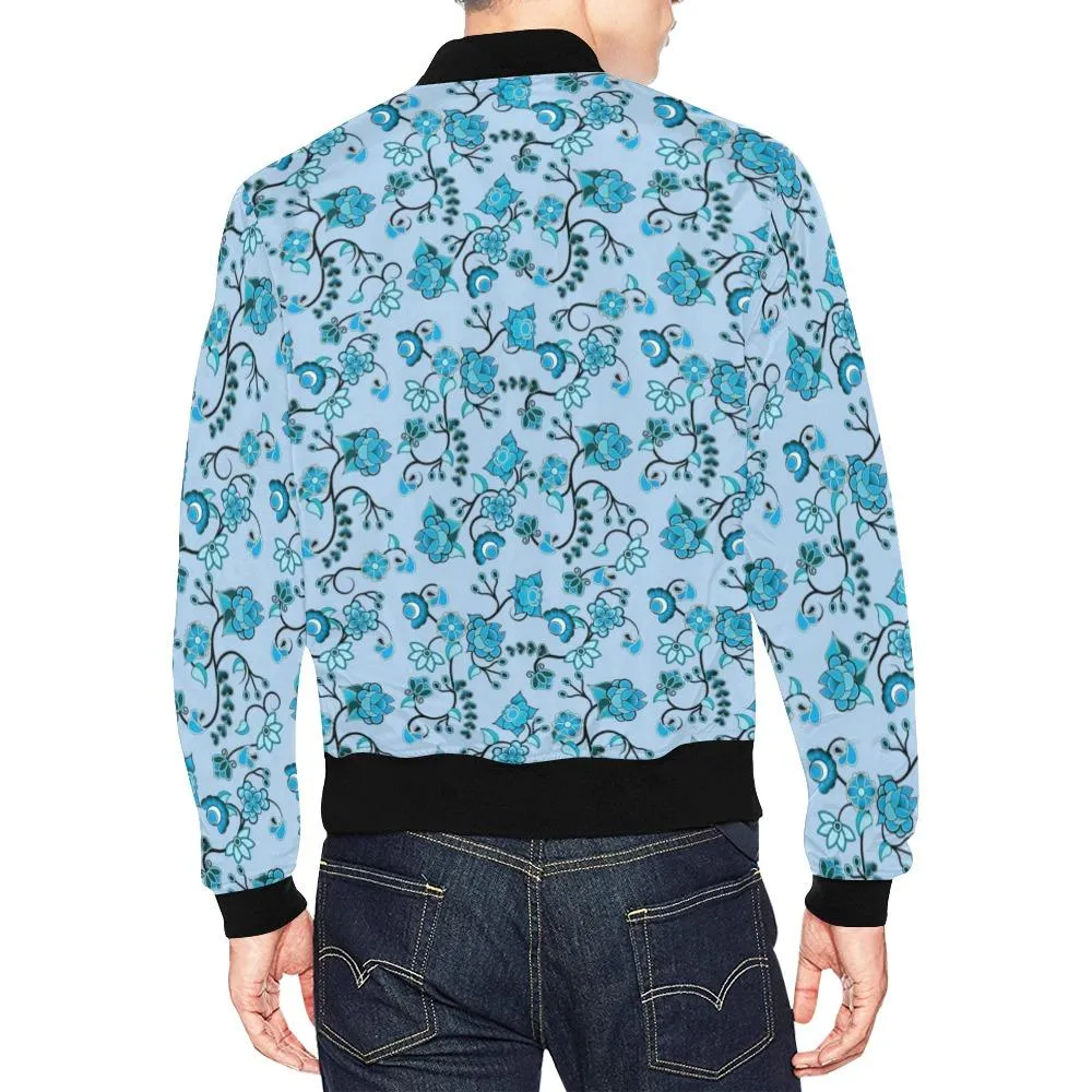 Blue Floral Amour Bomber Jacket for Men