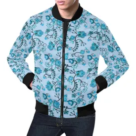 Blue Floral Amour Bomber Jacket for Men