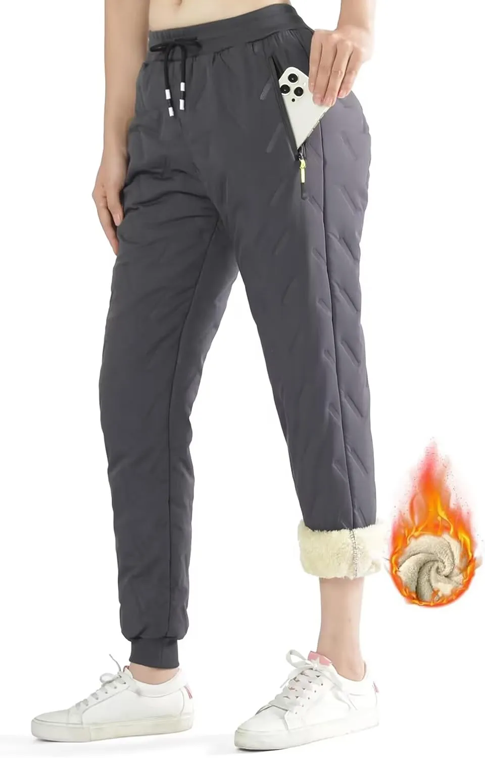 Boy's Winter Snow Pants Sherpa Lined Sweatpants Thicken Warm Fleece Pants Sports Jogger Pants