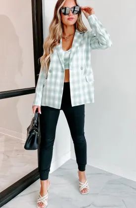 Bruna Plaid Two Piece Blazer Set (Sage)