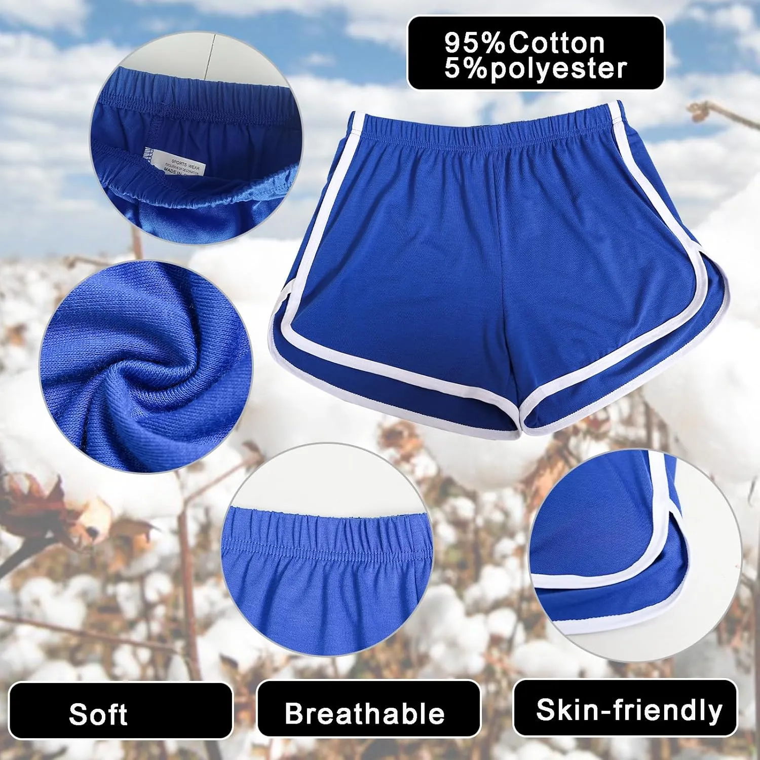 Cameway 2 Pack Women Cotton Running Athletic Shorts Gym Yoga Summer Active Dance Shorts Pants