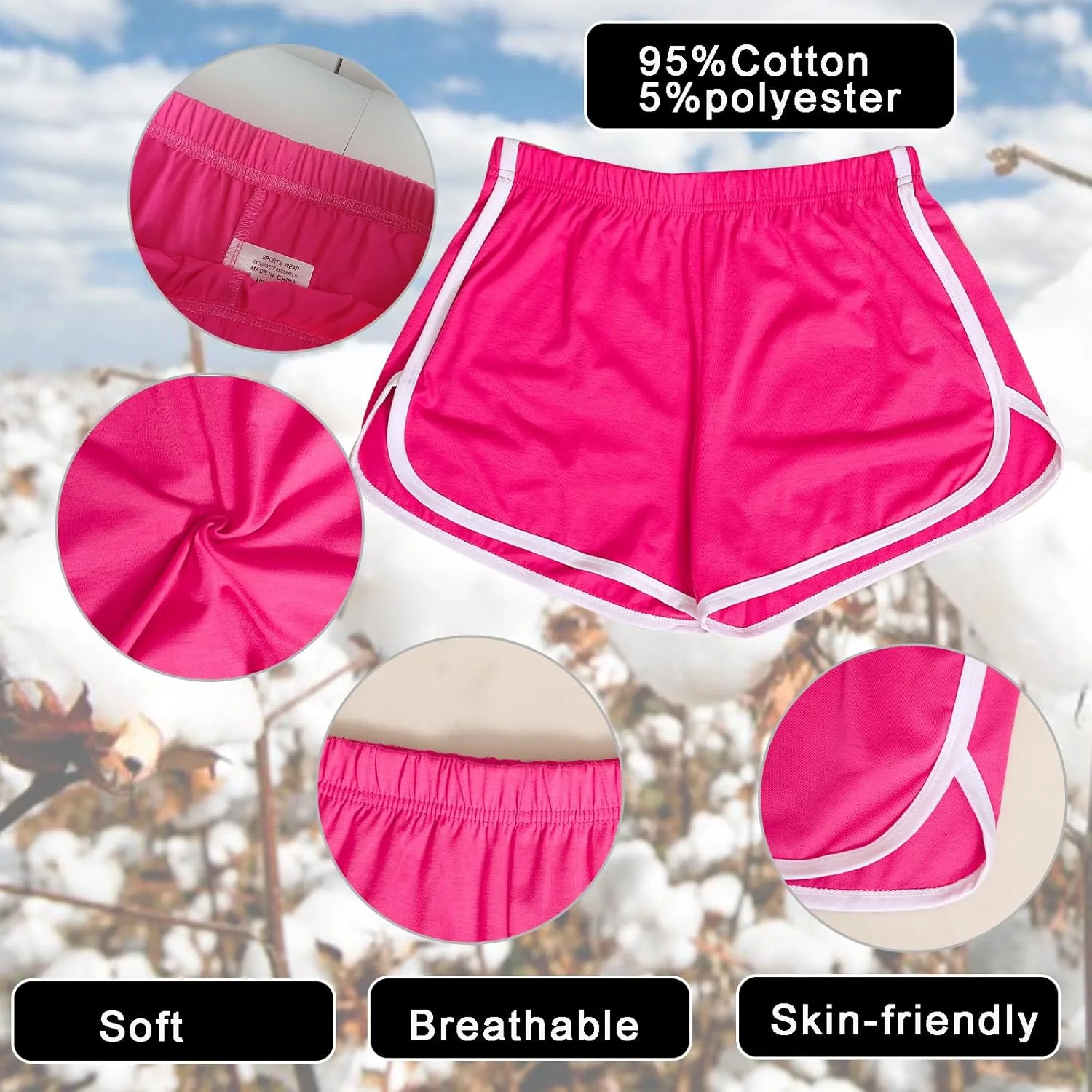 Cameway 2 Pack Women Cotton Running Athletic Shorts Gym Yoga Summer Active Dance Shorts Pants