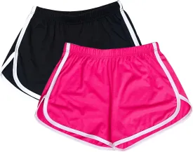 Cameway 2 Pack Women Cotton Running Athletic Shorts Gym Yoga Summer Active Dance Shorts Pants