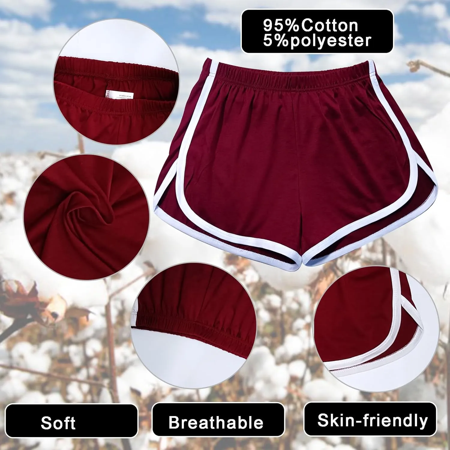 Cameway 4 Pack Women's Cotton Yoga Dance Short Pants Sport Shorts Summer Athletic Cycling Hiking Sports Shorts