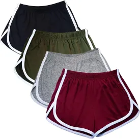 Cameway 4 Pack Women's Cotton Yoga Dance Short Pants Sport Shorts Summer Athletic Cycling Hiking Sports Shorts