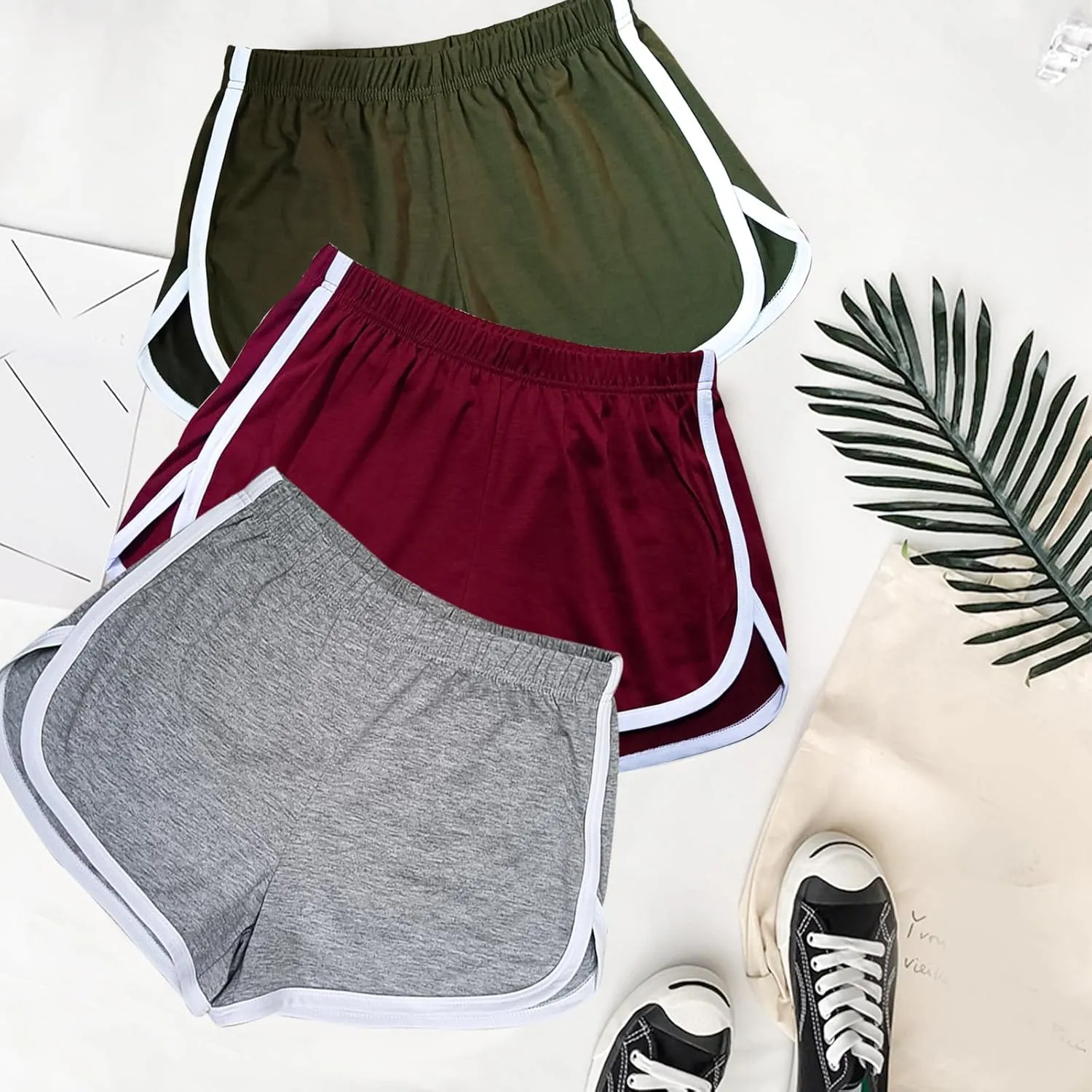 Cameway 4 Pack Women's Cotton Yoga Dance Short Pants Sport Shorts Summer Athletic Cycling Hiking Sports Shorts