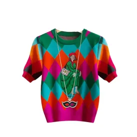 Casual Sequin Knit Cartoon Detail Pullover