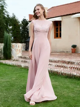 Chiffon And Lace Floor-length A-line Dress Clearance