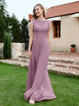 Chiffon And Lace Floor-length A-line Dress Wisteria Plus Size