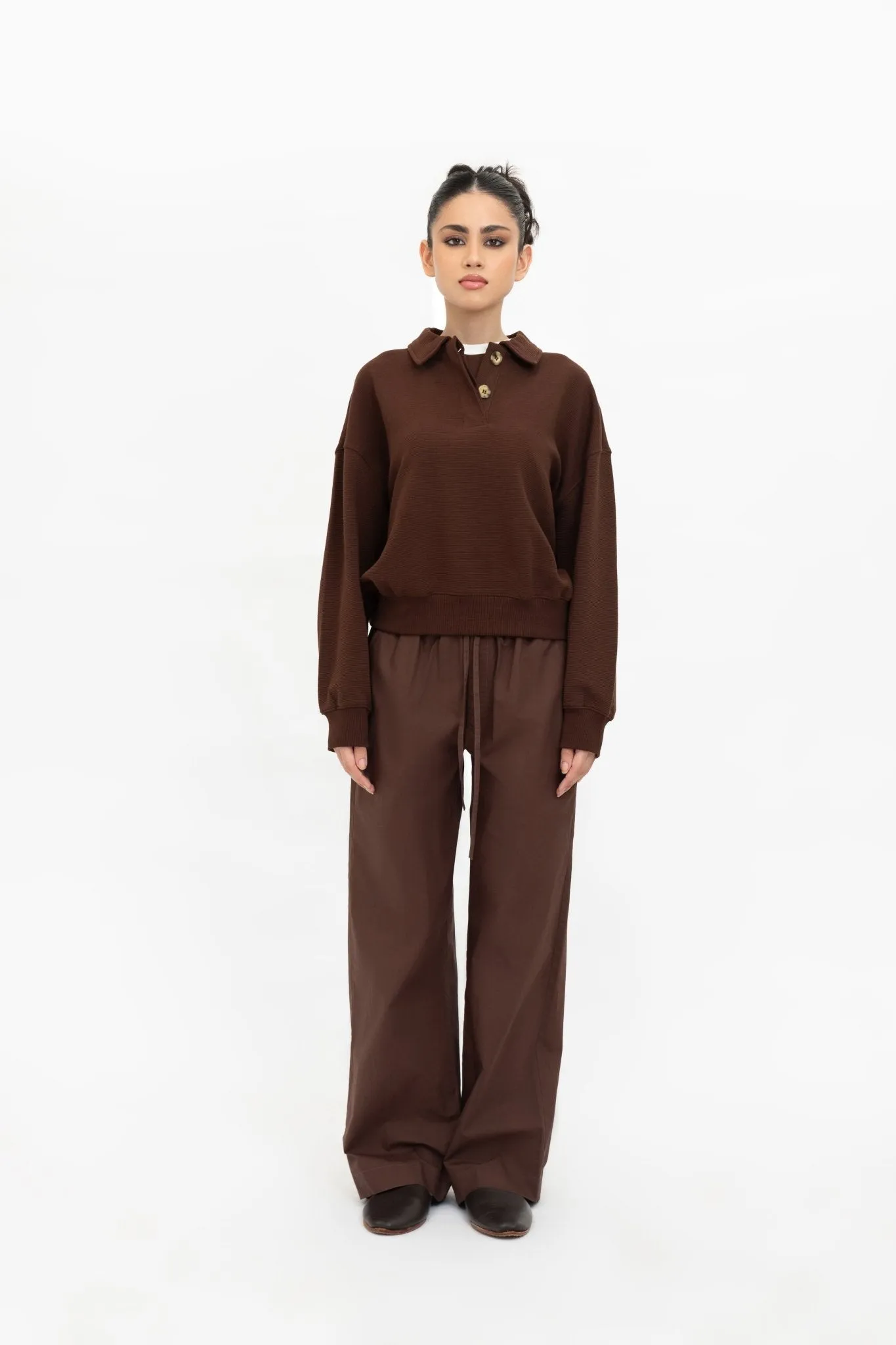 Chocolate Brown Ribbed Pullover