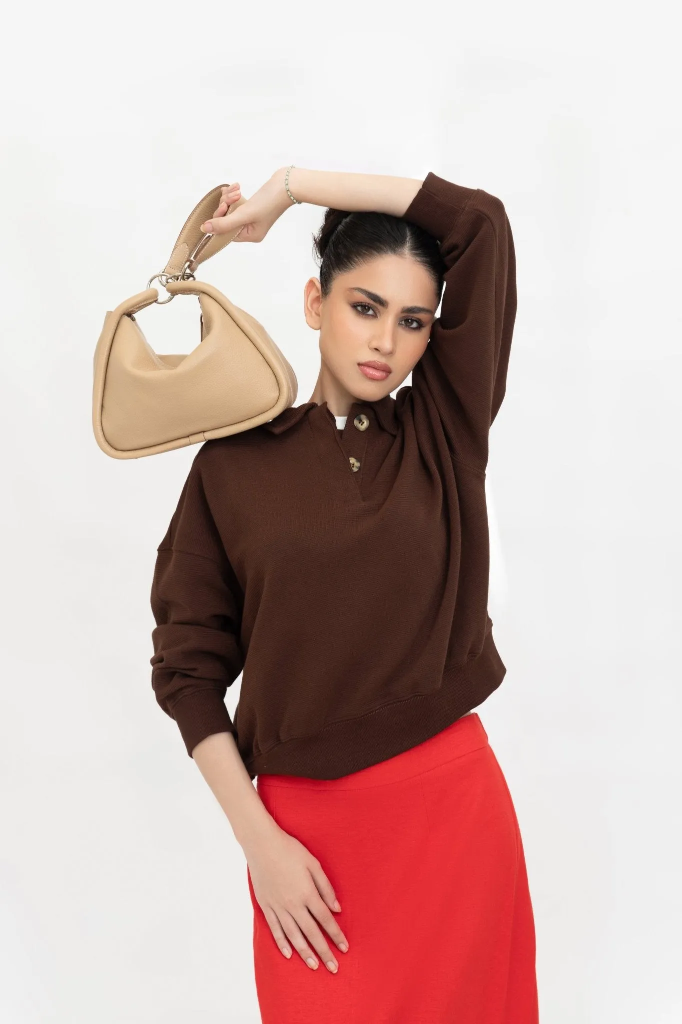 Chocolate Brown Ribbed Pullover