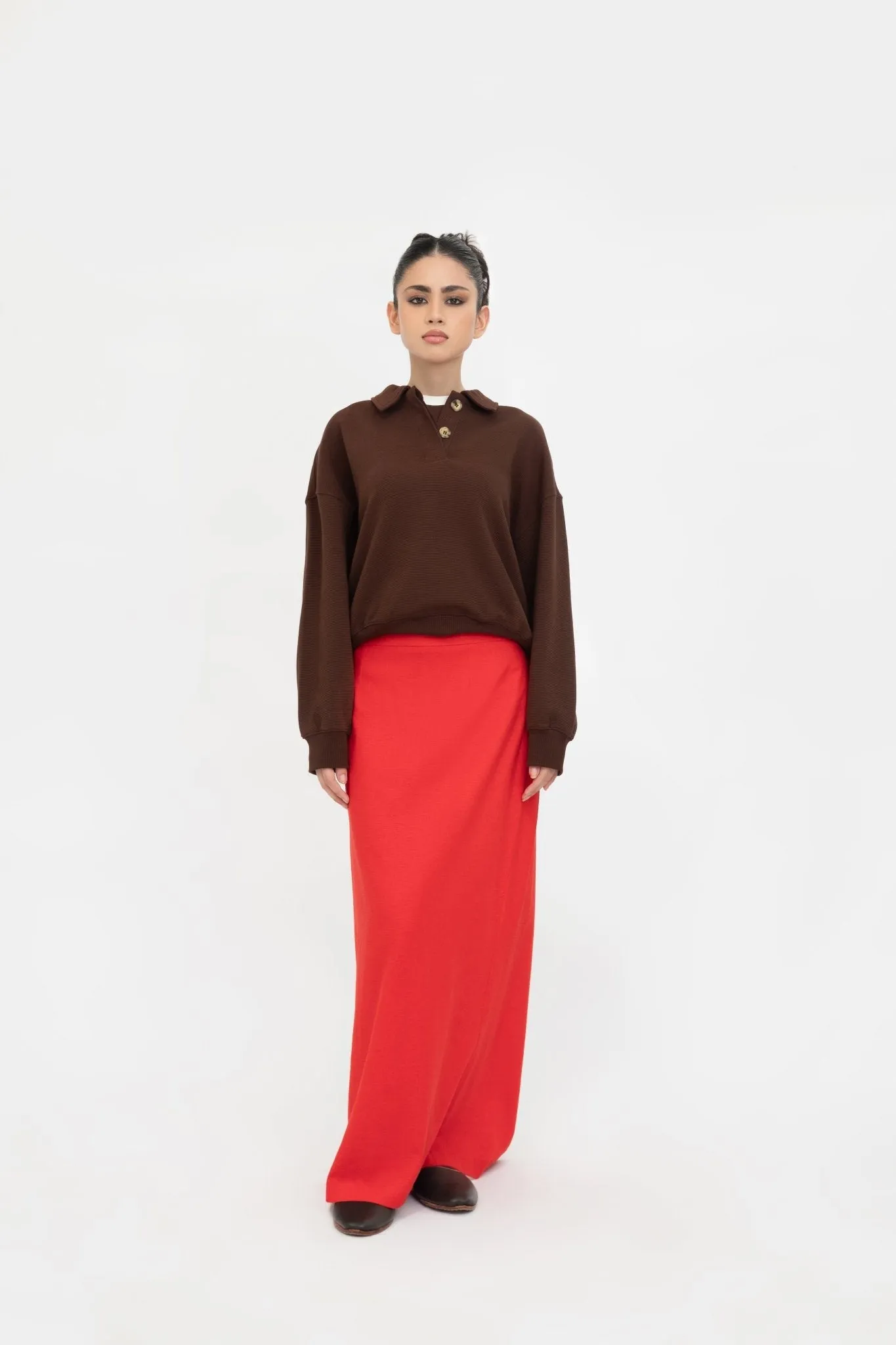 Chocolate Brown Ribbed Pullover