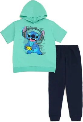 Disney Junior Hooded T-Shirt and Fleece Jogger Pants Outfit Set Infant to Big Kid Sizes (12 Months - 14-16)