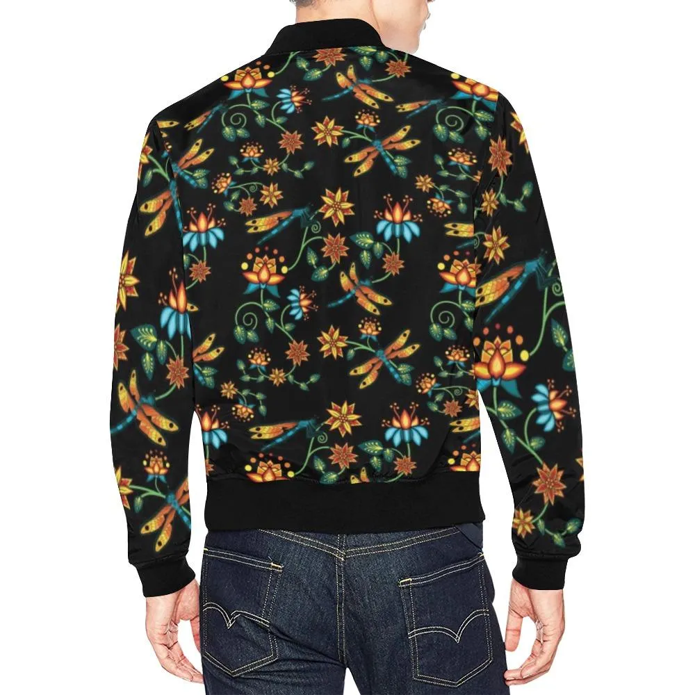 Dragon Lily Noir Bomber Jacket for Men