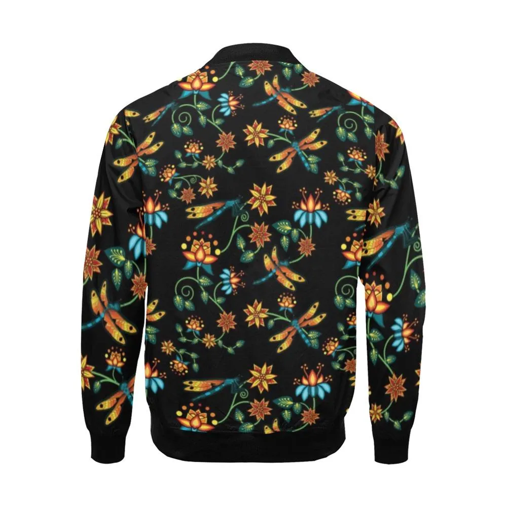 Dragon Lily Noir Bomber Jacket for Men