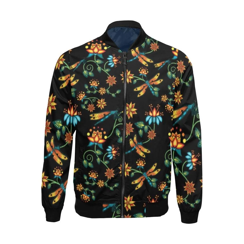 Dragon Lily Noir Bomber Jacket for Men