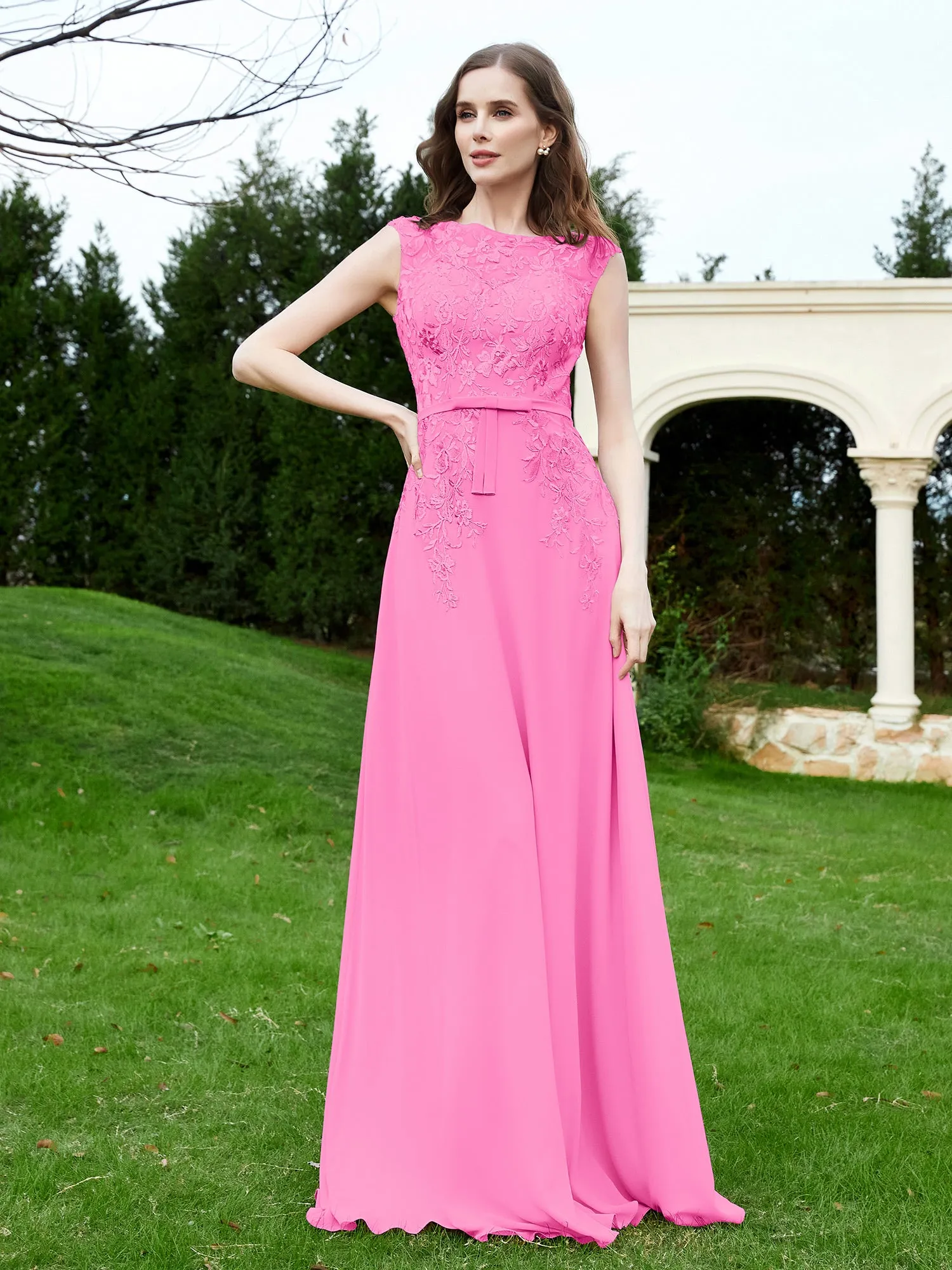 Elegant Illusion Lace Appliqued Dress With Buttons Azalea Plus Size