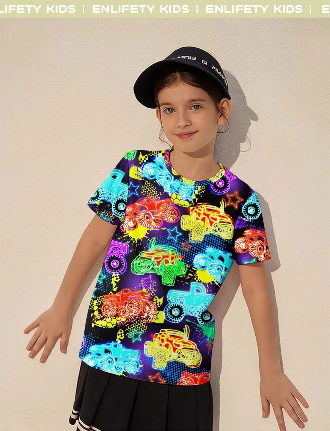 Enlifety Boys Girls T-Shirts 3D Graphic Shirts Kids Cool Short Sleeve Tees Size 4-14T