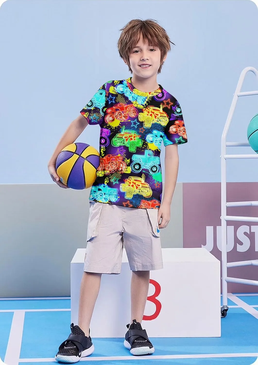 Enlifety Boys Girls T-Shirts 3D Graphic Shirts Kids Cool Short Sleeve Tees Size 4-14T