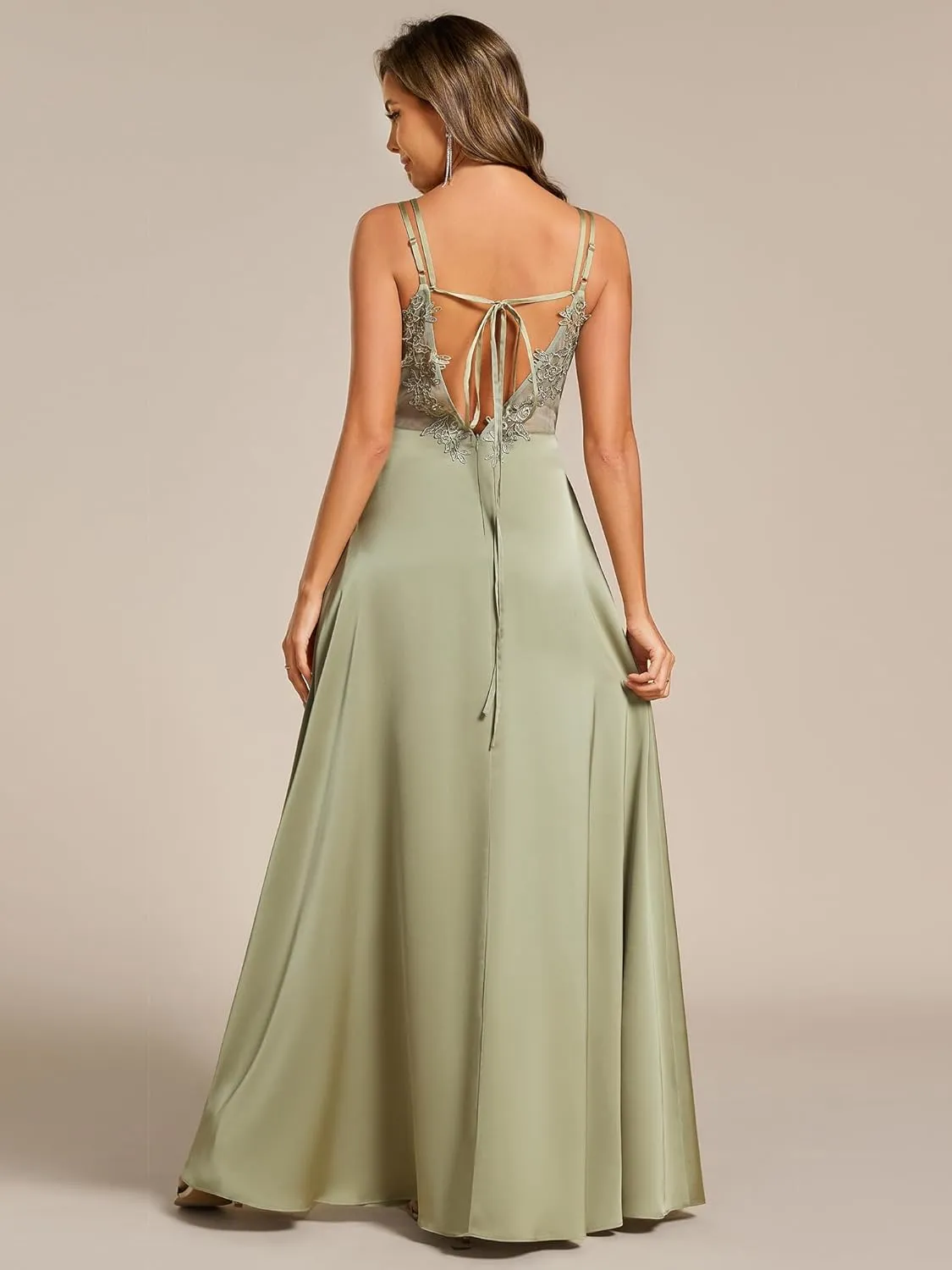 Ever-Pretty Women's Sexy V Neck Satin Sleeveless Multi-Way Backless A-Line Convertible Bridesmaid Dress 02692