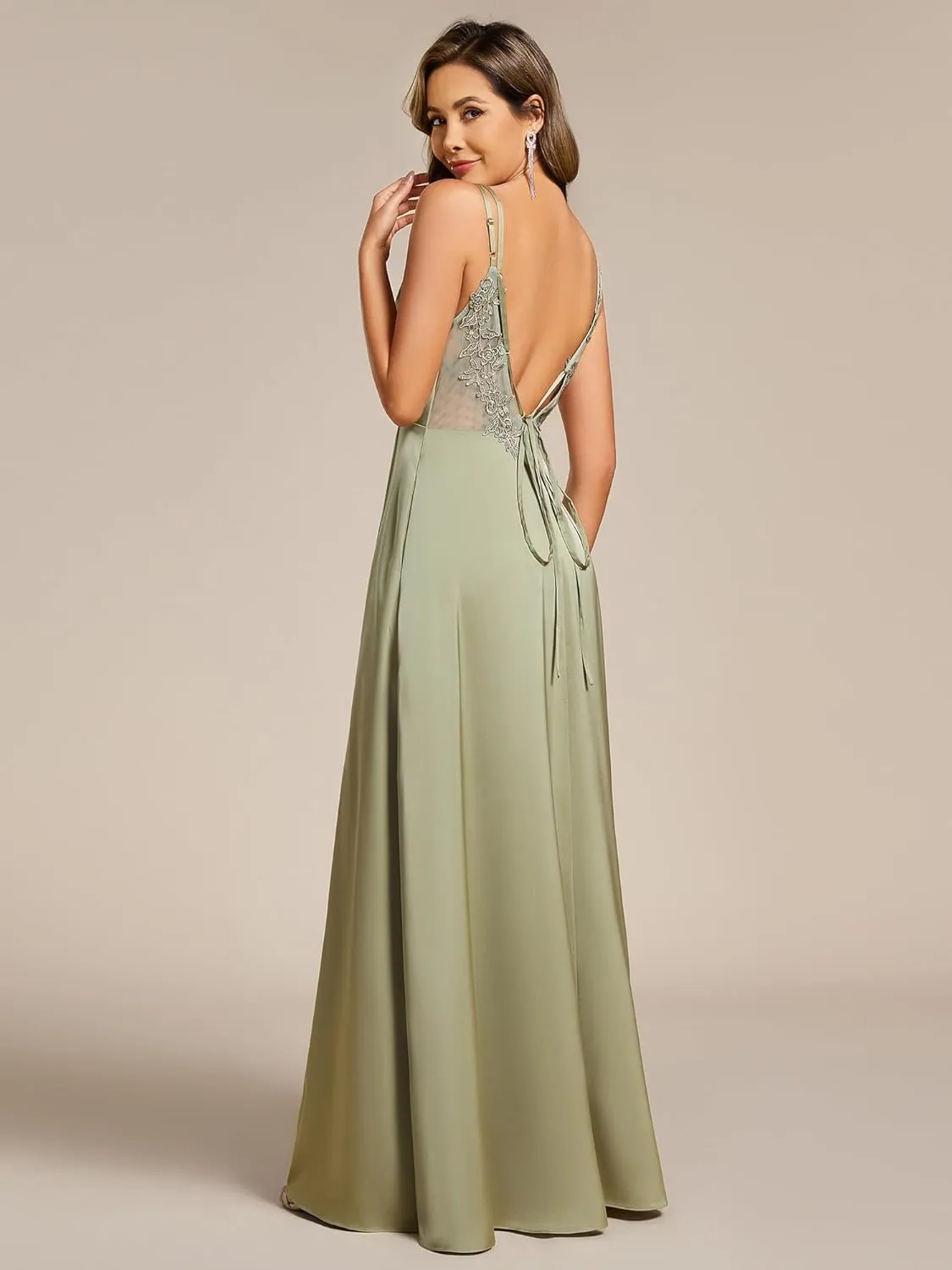 Ever-Pretty Women's Sexy V Neck Satin Sleeveless Multi-Way Backless A-Line Convertible Bridesmaid Dress 02692