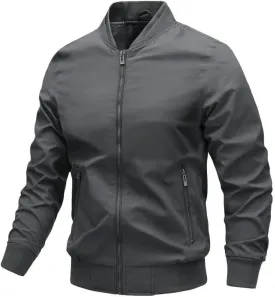 FMCHICO Men's Bomber Jacket Lightweight Spring Fall Windbreaker Casual Coats with Pockets