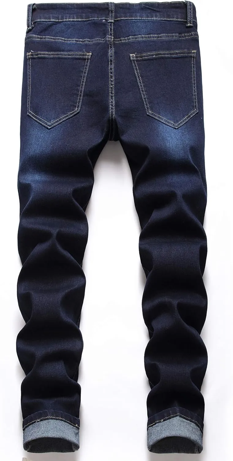 FREDD MARSHALL Men's Skinny Slim Fit Stretch Straight Leg Fashion Jeans Pants