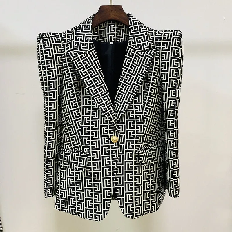 GeometriDesigner Pattern  Straight Pants Blazer SUIT