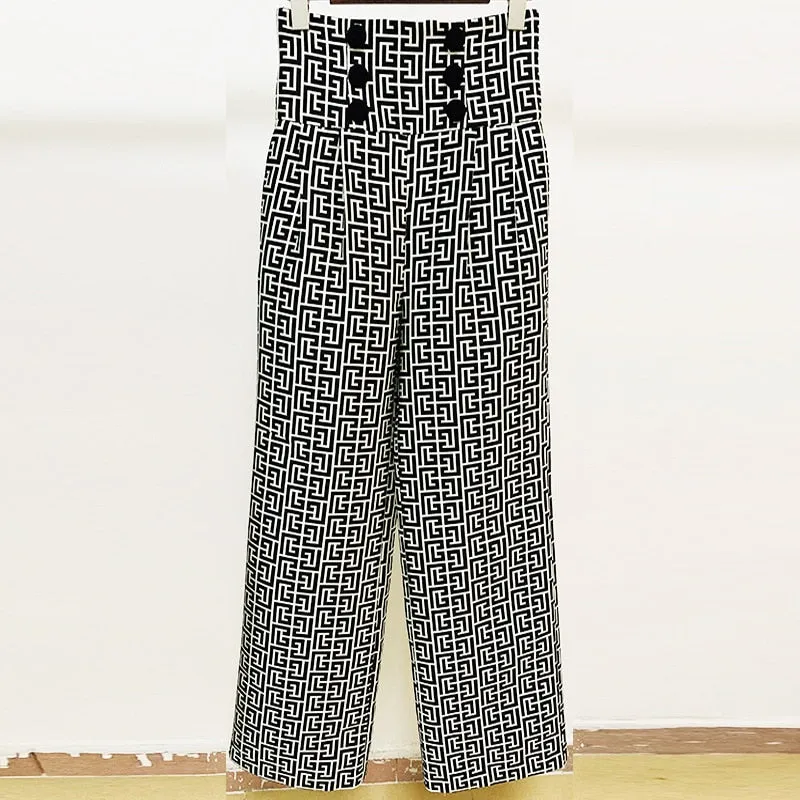 GeometriDesigner Pattern  Straight Pants Blazer SUIT