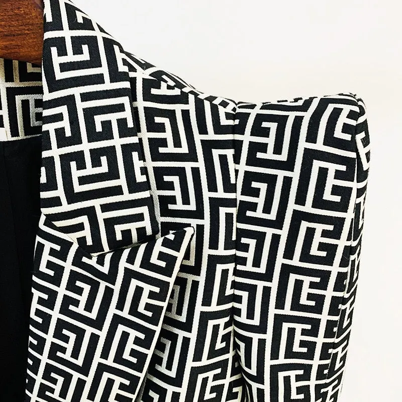 GeometriDesigner Pattern  Straight Pants Blazer SUIT