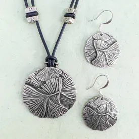Ginkgo Leaf Jewelry Set, Necklace & Earrings