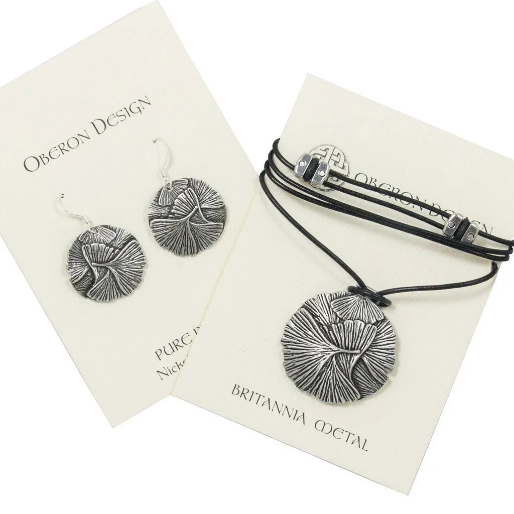 Ginkgo Leaf Jewelry Set, Necklace & Earrings