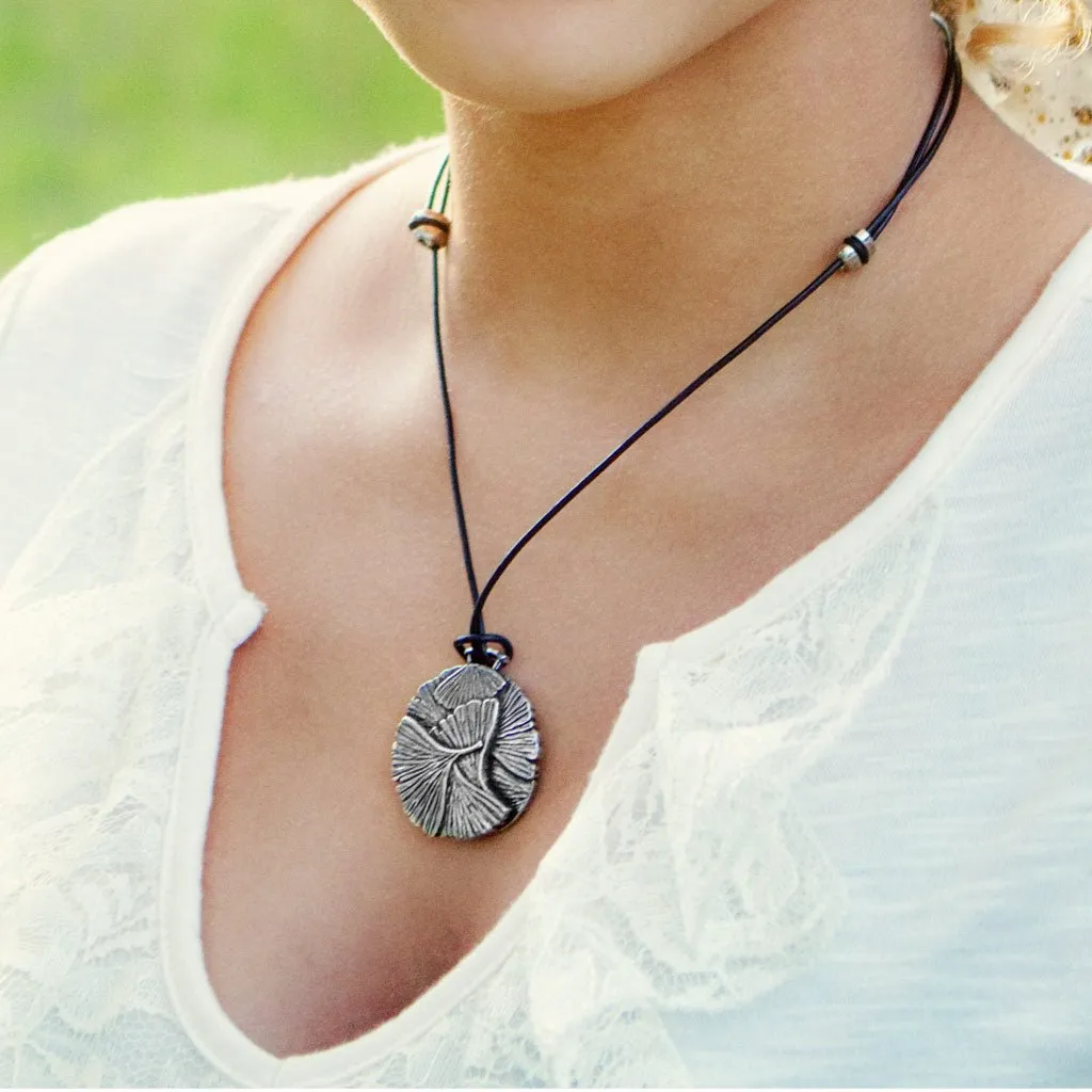 Ginkgo Leaf Jewelry Set, Necklace & Earrings