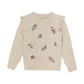 Girls Pullover Ls Knit: Beige Melange
