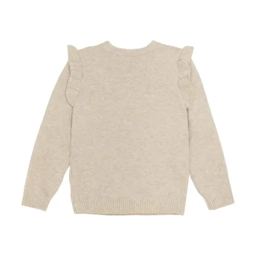 Girls Pullover Ls Knit: Beige Melange