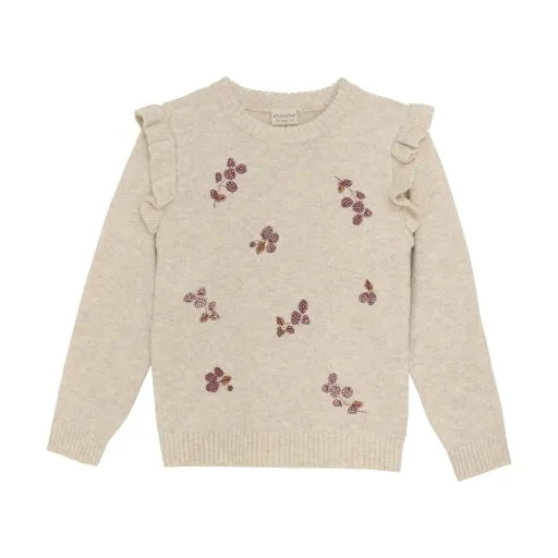Girls Pullover Ls Knit: Beige Melange