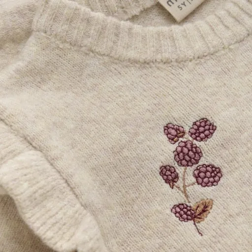 Girls Pullover Ls Knit: Beige Melange
