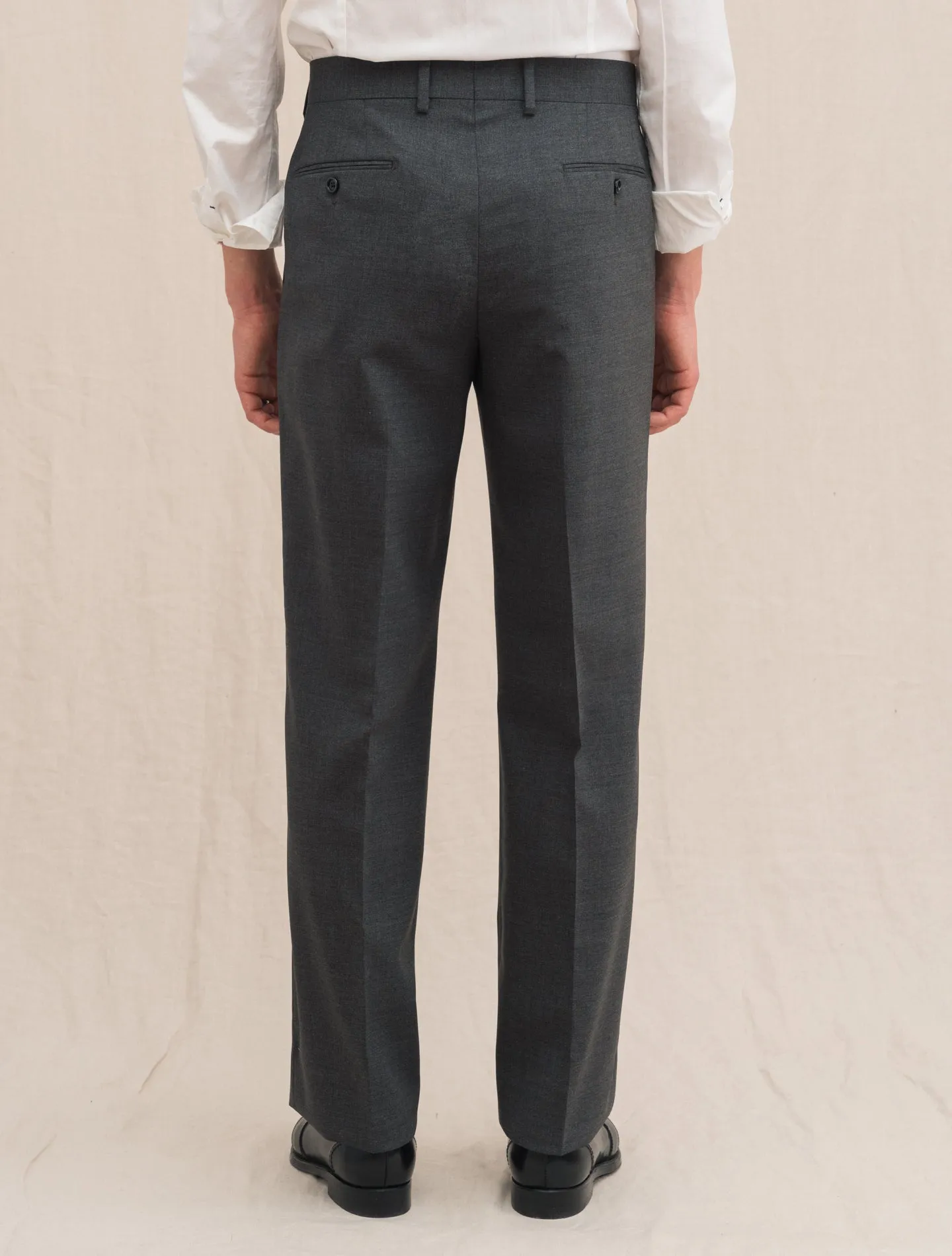High Waisted Wool Trousers Grey