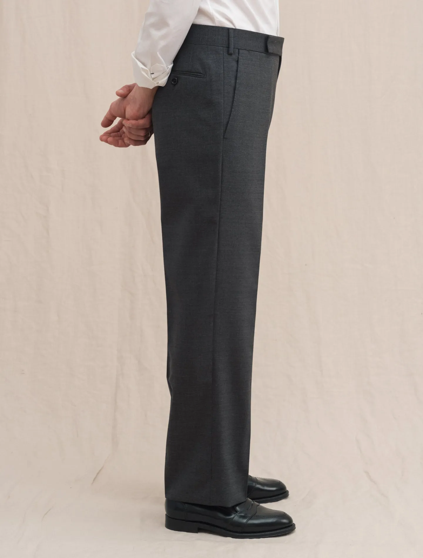 High Waisted Wool Trousers Grey
